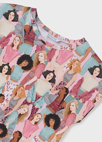 Mayoral Kız Çocuk Pembe Tshirt-Baskılı Kısa Kol 