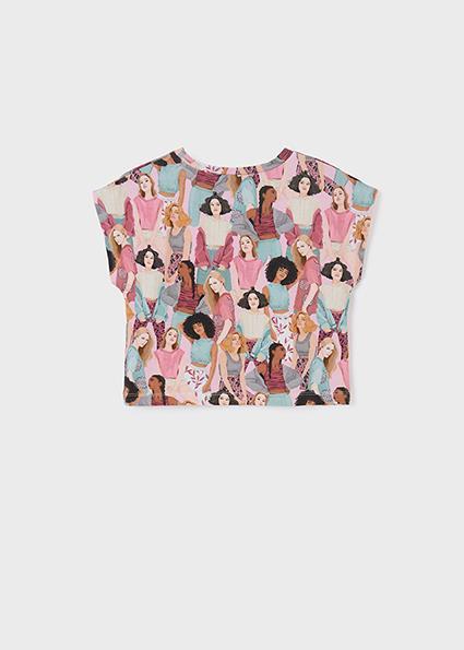 Mayoral Kız Çocuk Pembe Tshirt-Baskılı Kısa Kol 