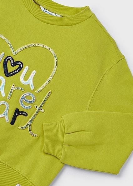 Mayoral Kız Çocuk Yeşil İşlemeli Sweatshirt 04479 