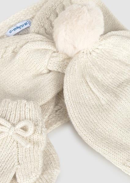 Mayoral Krem Bebek Bere Atkı Eldiven Takım 10019