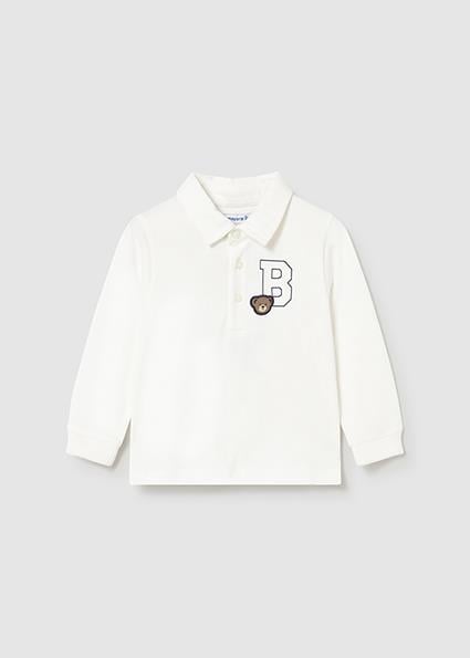 Mayoral Krem Erkek Bebek Polo Yaka Uzun Kollu Tişört 2101