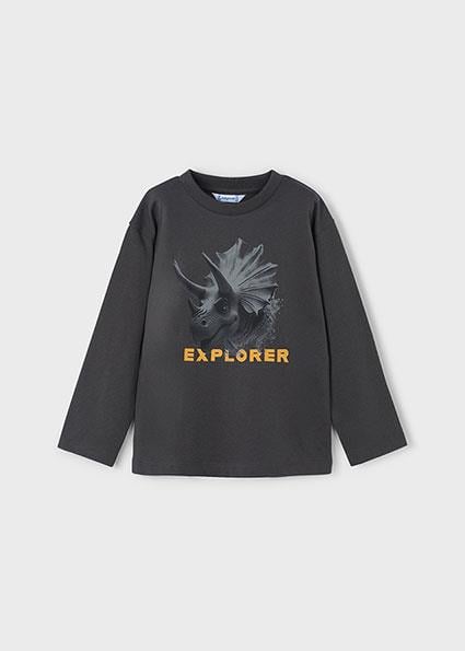 Mayoral Siyah Erkek Çocuk Baskılı Uzun Kollu T-shirt 4090