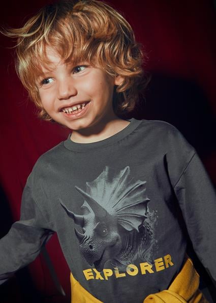 Mayoral Siyah Erkek Çocuk Baskılı Uzun Kollu T-shirt 4090