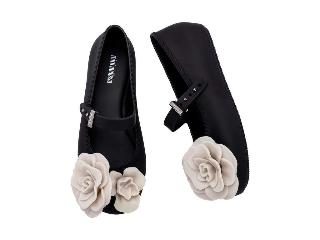 Mini Melissa Soft Ballerina Studs Petals Kız Çocuk Babet Siyah 37822