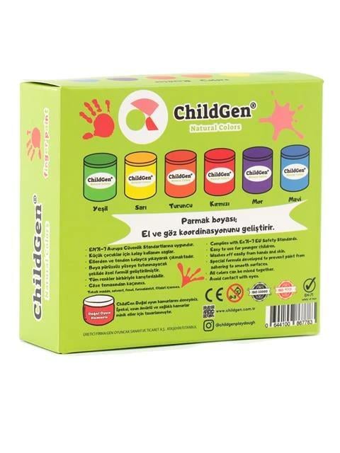 PARMAK BOYA 6'LI MİNİ SET -(50 ml x 6) MOR,KIRMIZI,SARI,MAVİ,TURUNCU,YEŞİL