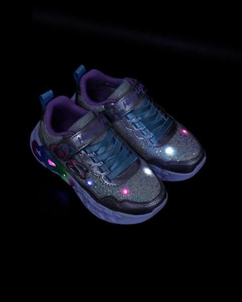 Skechers Infinite Heart Lights - Fresh Love Kız Çocuk Gri Işıklı Spor Ayakkabı