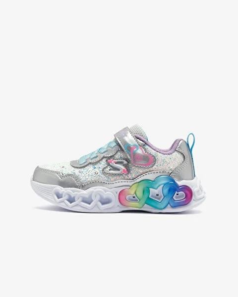 Skechers Infinite Heart Lights - Fresh Love Kız Çocuk Gri Işıklı Spor Ayakkabı