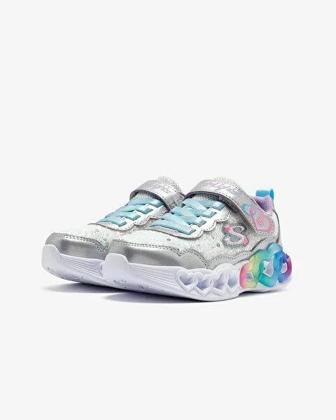Skechers Infinite Heart Lights - Fresh Love Kız Çocuk Gri Işıklı Spor Ayakkabı