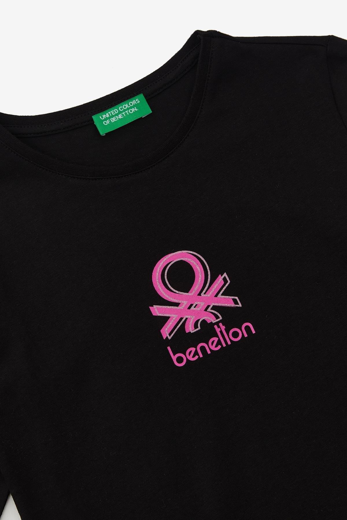 United Colors of Benetton Kız Çocuk Siyah T-Shirt