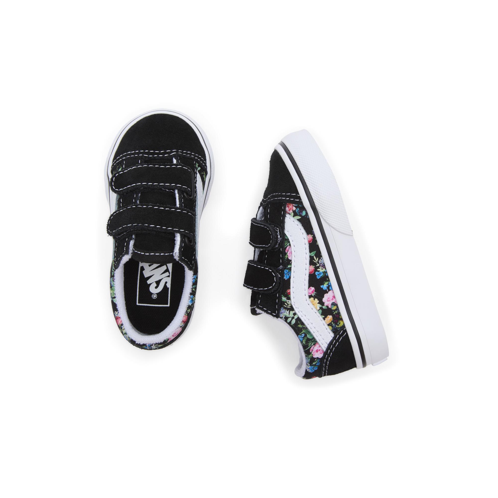 Vans Old Skool V Siyah Cırtlı Kız Çocuk Spor Ayakkabı