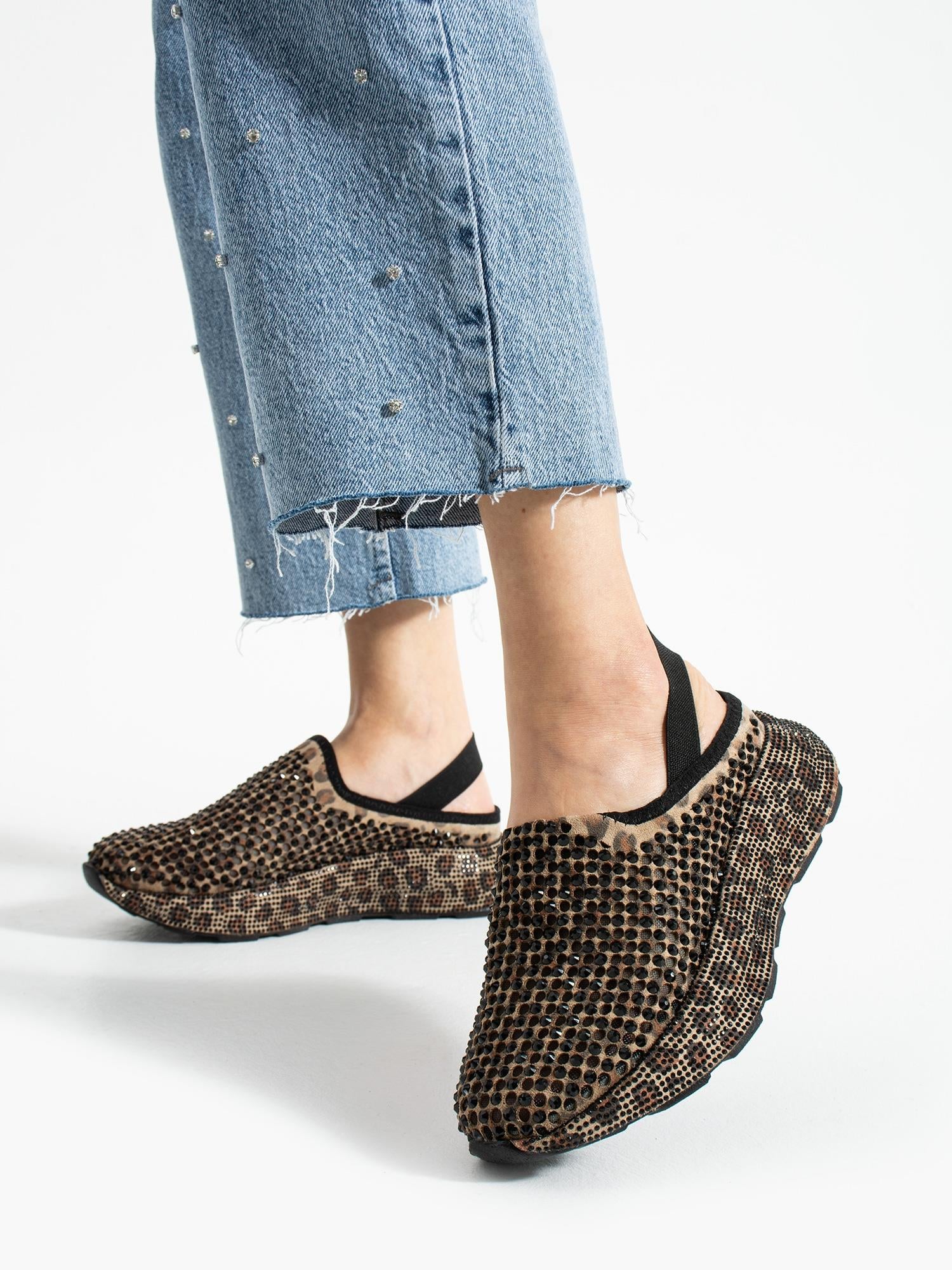 ARLİX Leopar Taş Detay Kadın Sandalet