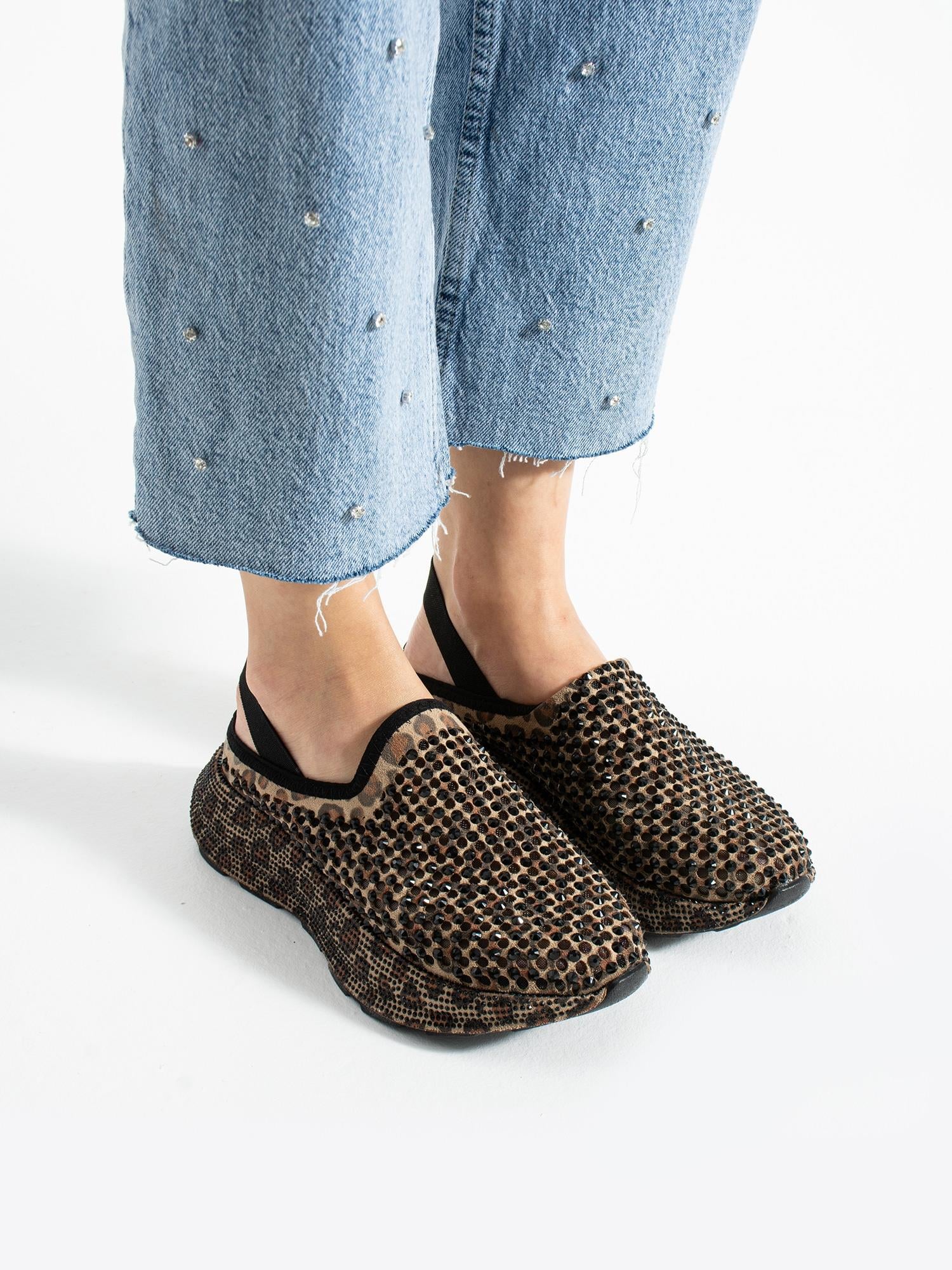 ARLİX Leopar Taş Detay Kadın Sandalet