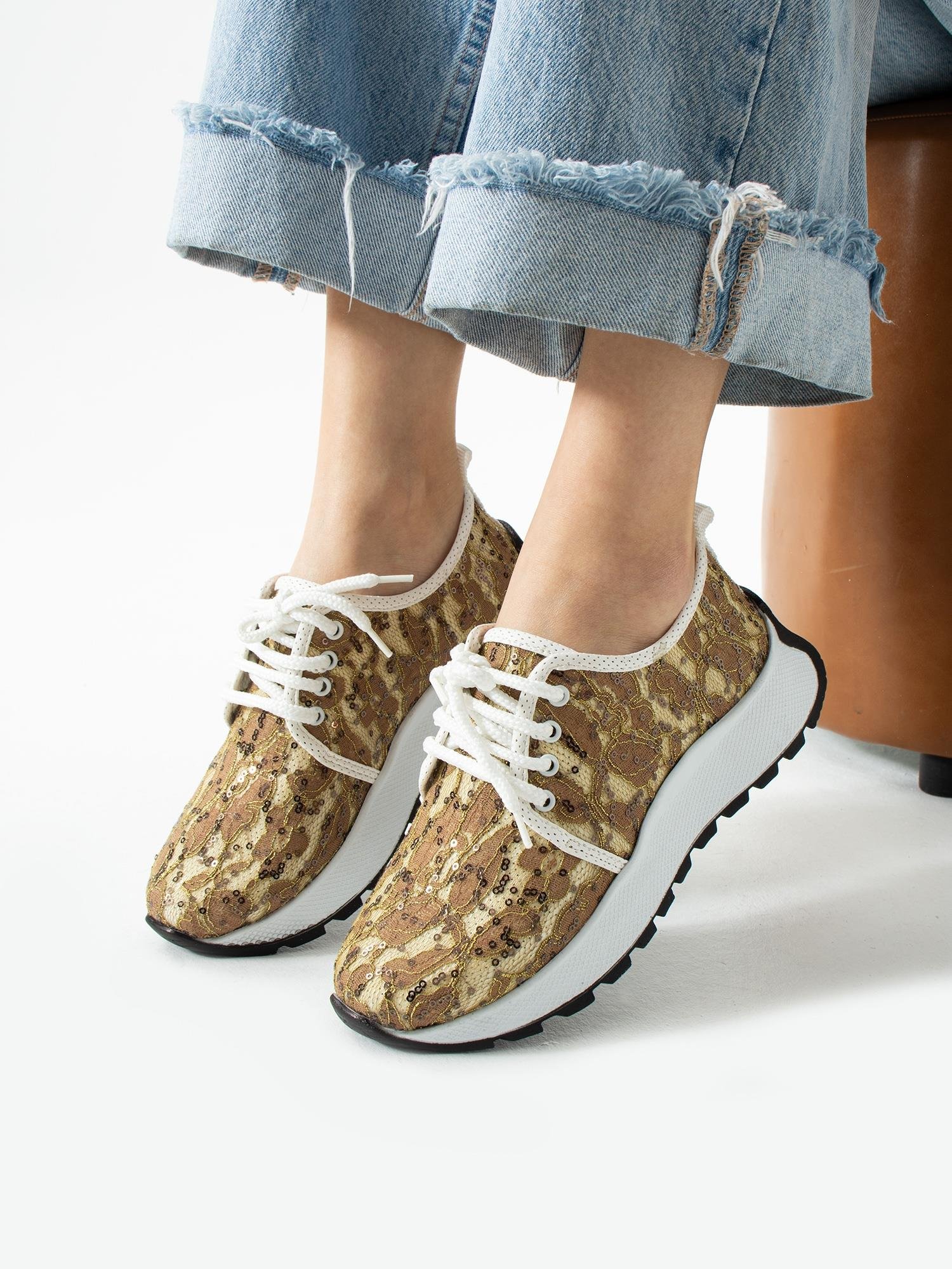 AURELA Vizon Dantel Pul Detaylı Kadın Sneakers