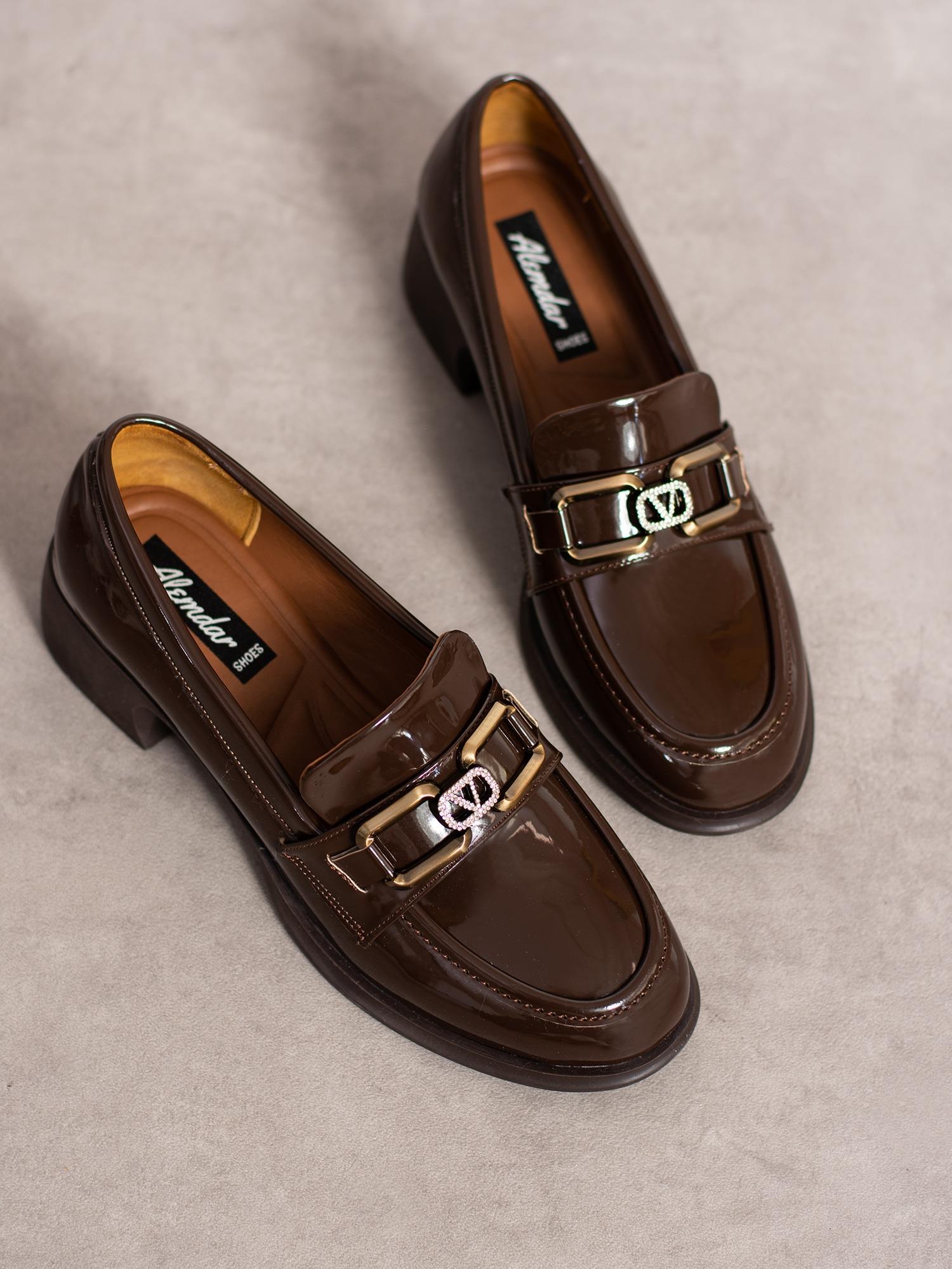 BERRY Kahve Rugan Toka Detay Kadın Loafer