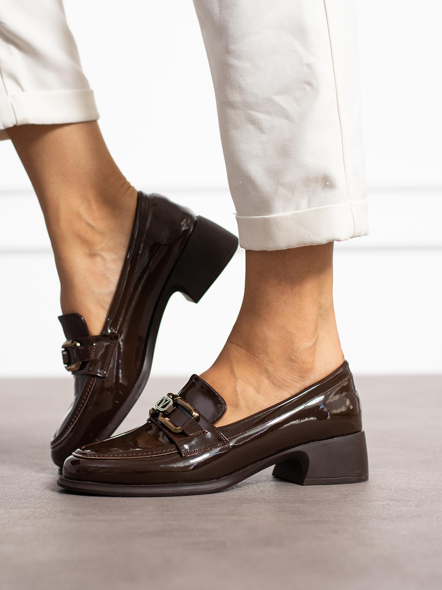 BERRY Kahve Rugan Toka Detay Kadın Loafer