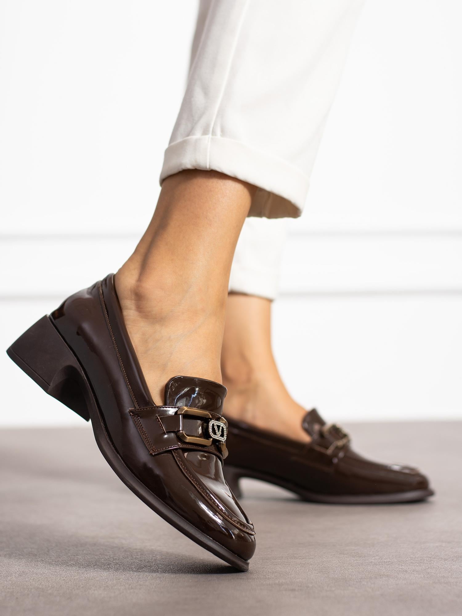 BERRY Kahve Rugan Toka Detay Kadın Loafer