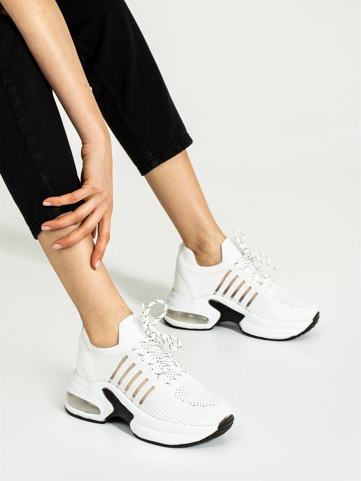 Beyaz Triko Kadın Sneakers