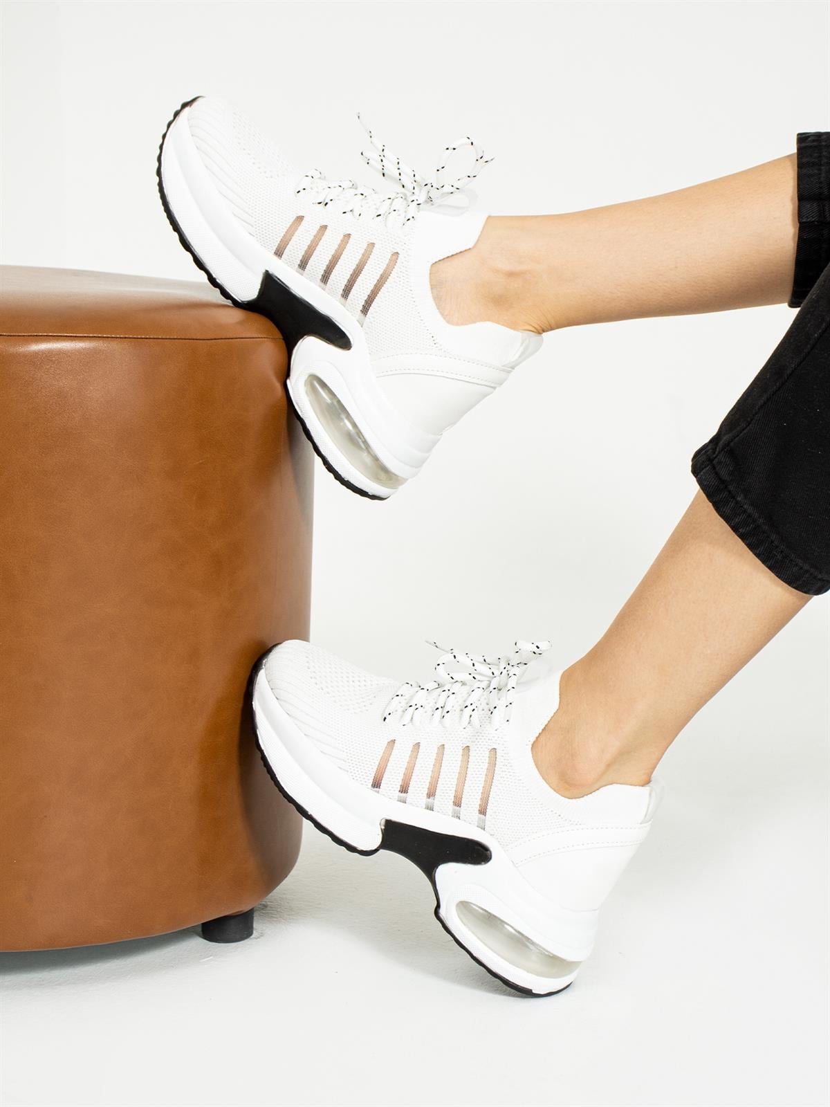 Beyaz Triko Kadın Sneakers
