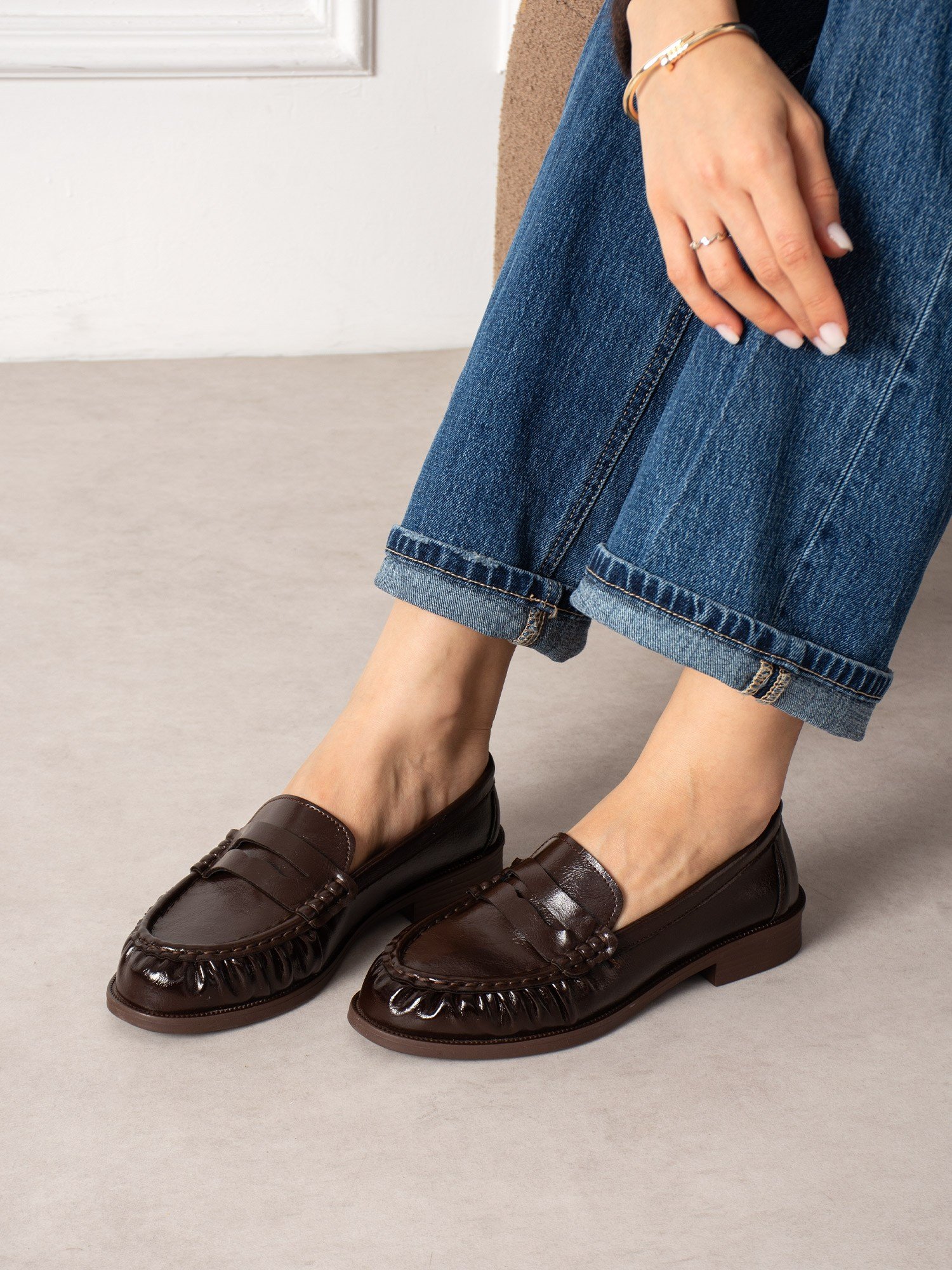 BOLLY Kahve Rugan Kadın Loafer