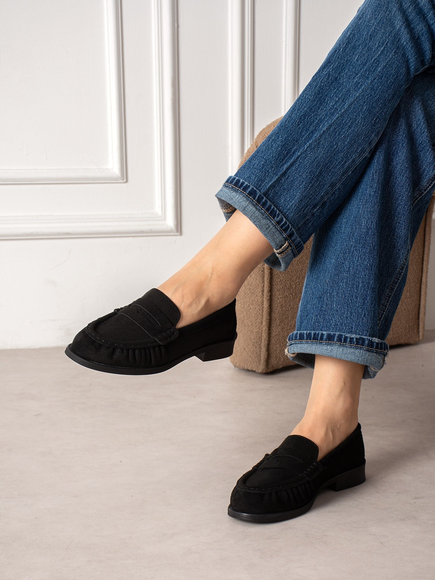 BOLLY Siyah Süet Kadın Loafer