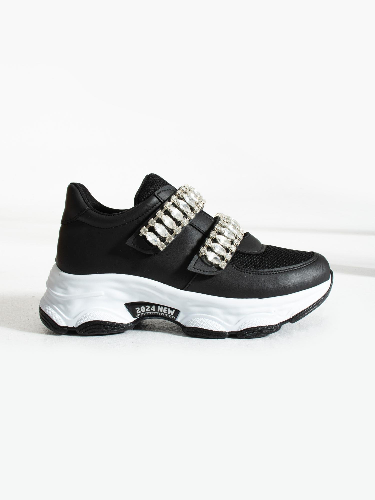 BONİTA Siyah Cırtı Taş Detay Kadın Sneakers