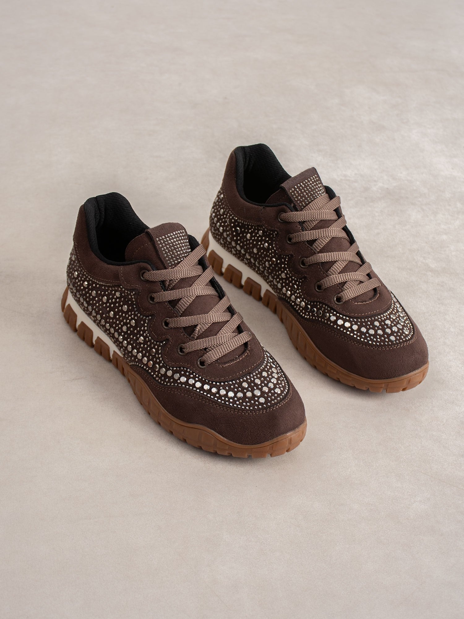 CALİNA Kahve Taşlı Kadın Sneakers