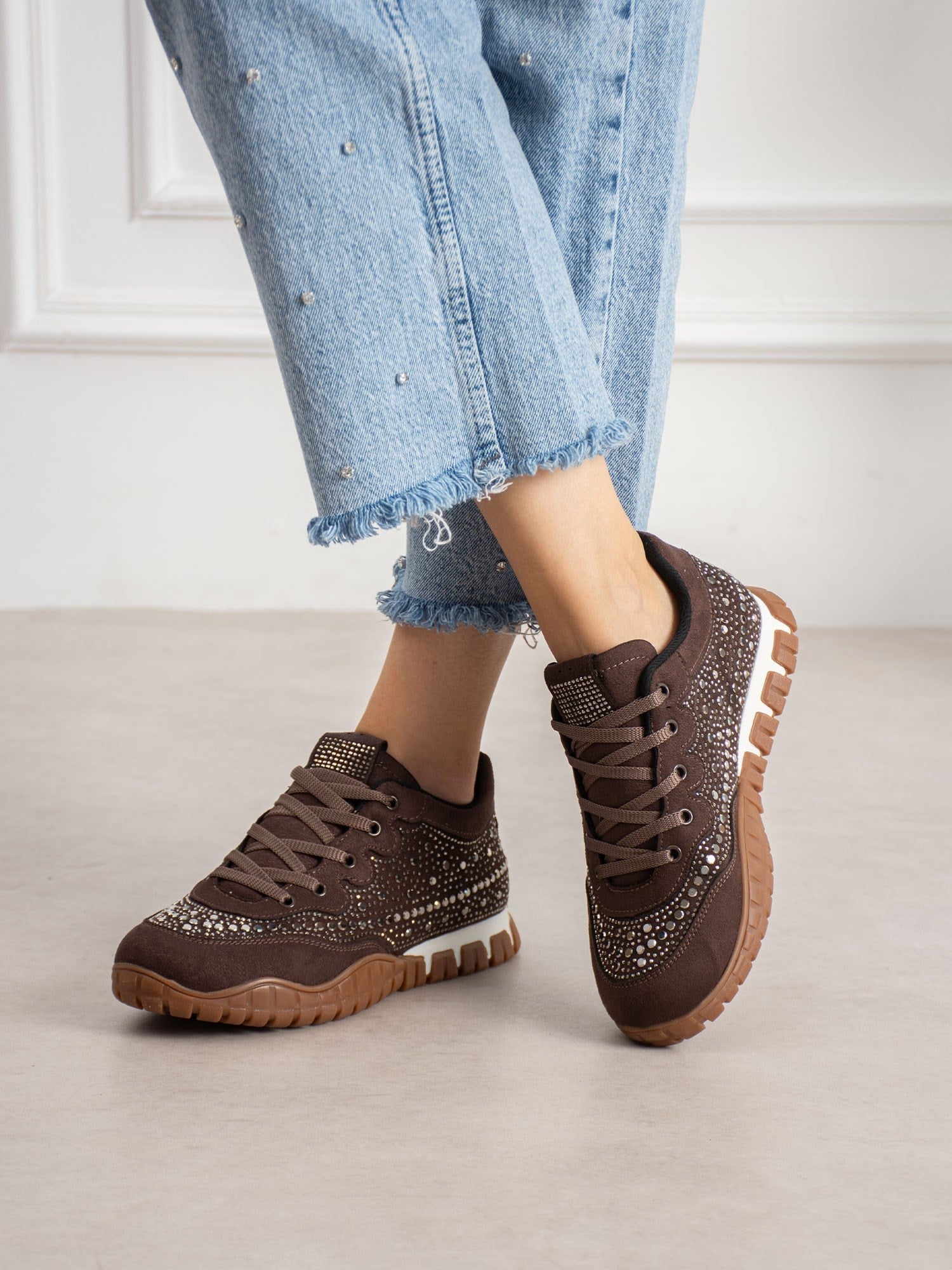 CALİNA Kahve Taşlı Kadın Sneakers