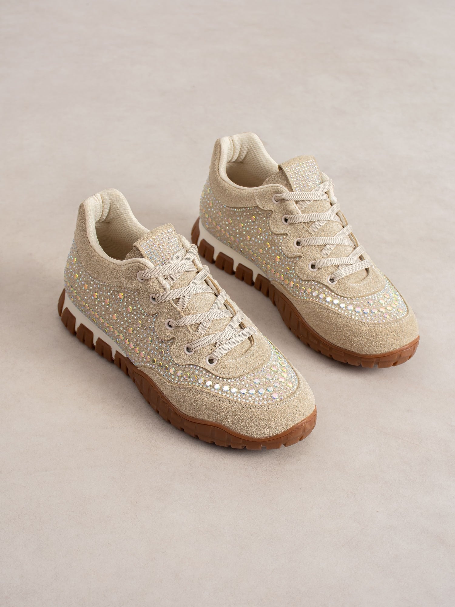 CALİNA Krem Taşlı Kadın Sneakers