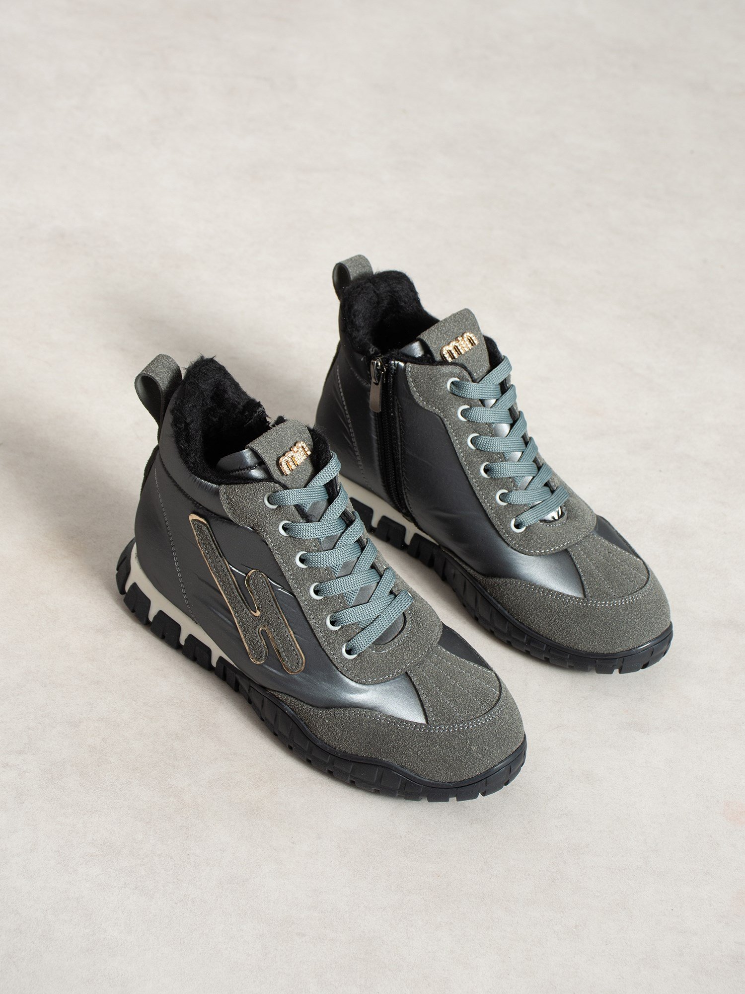 CARİNA Gri İçi Kürklü Gizli Topuk Kadın Sneakers Bot