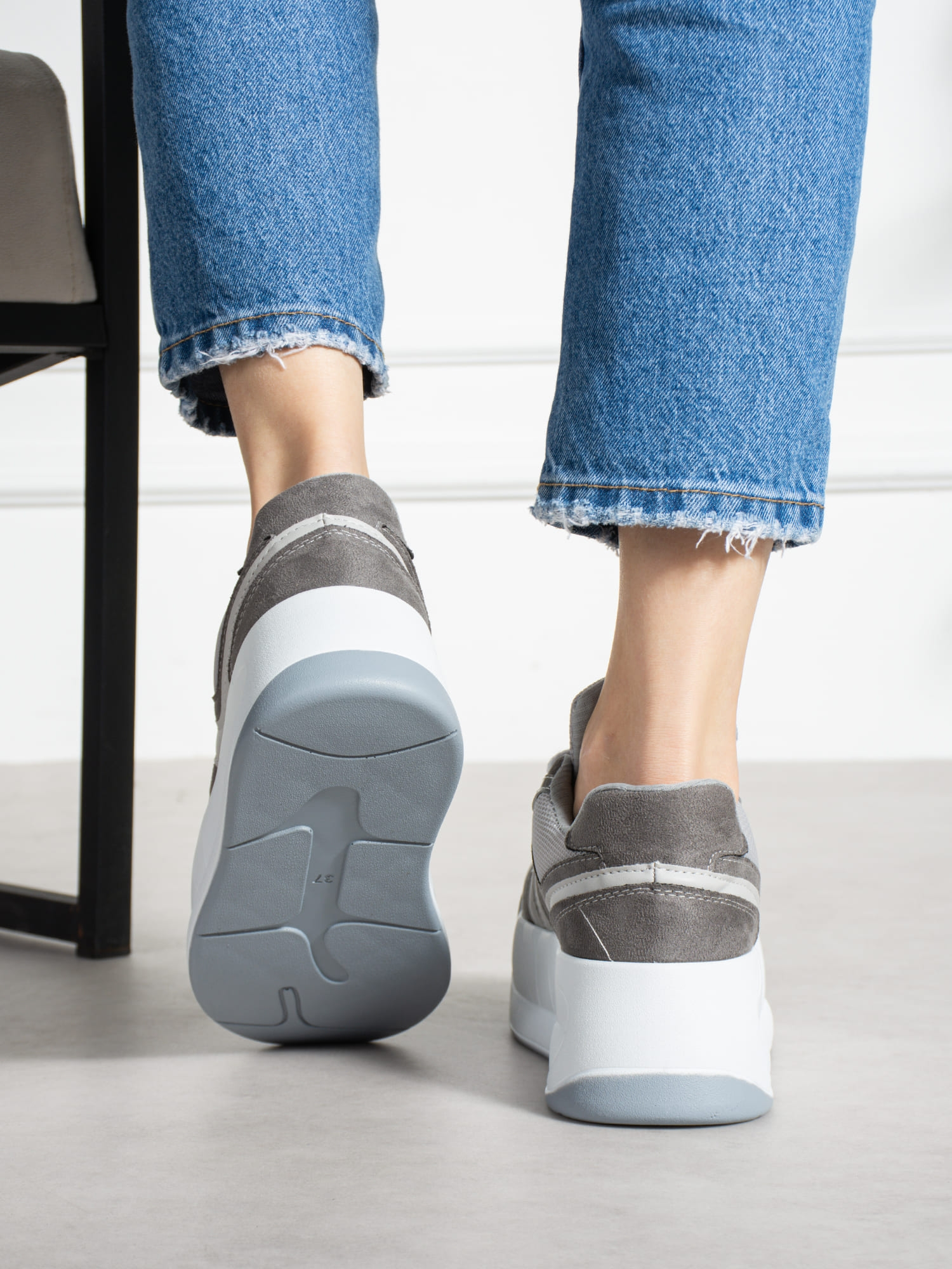 CARLA Gri Yüksek Tabanlı Kadın Sneakers