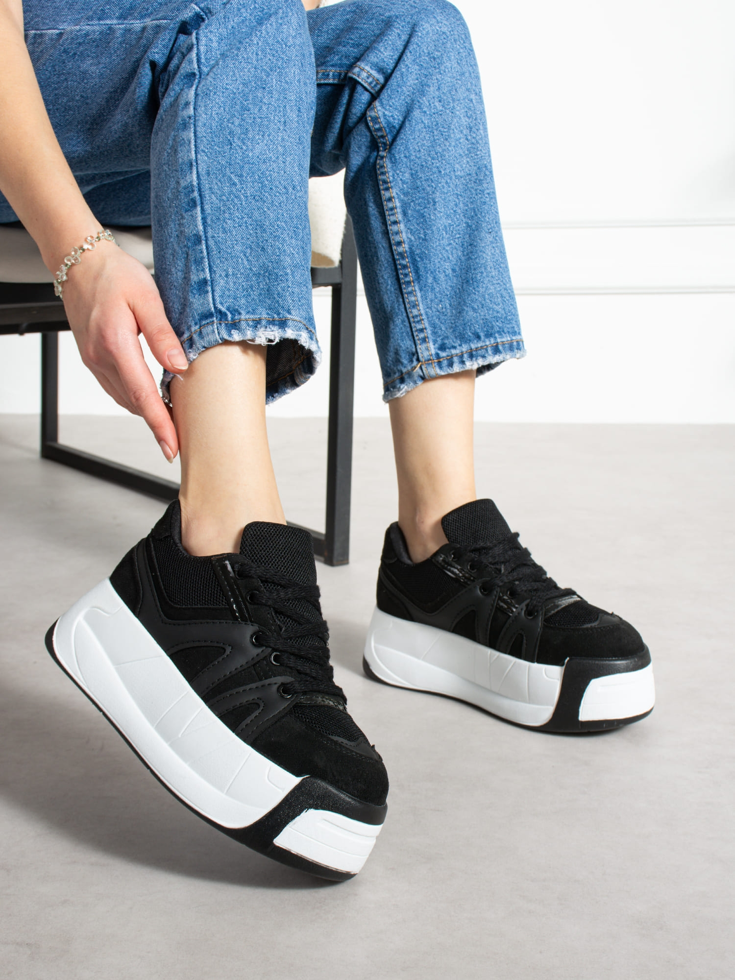 CARLA Siyah Yüksek Tabanlı Kadın Sneakers