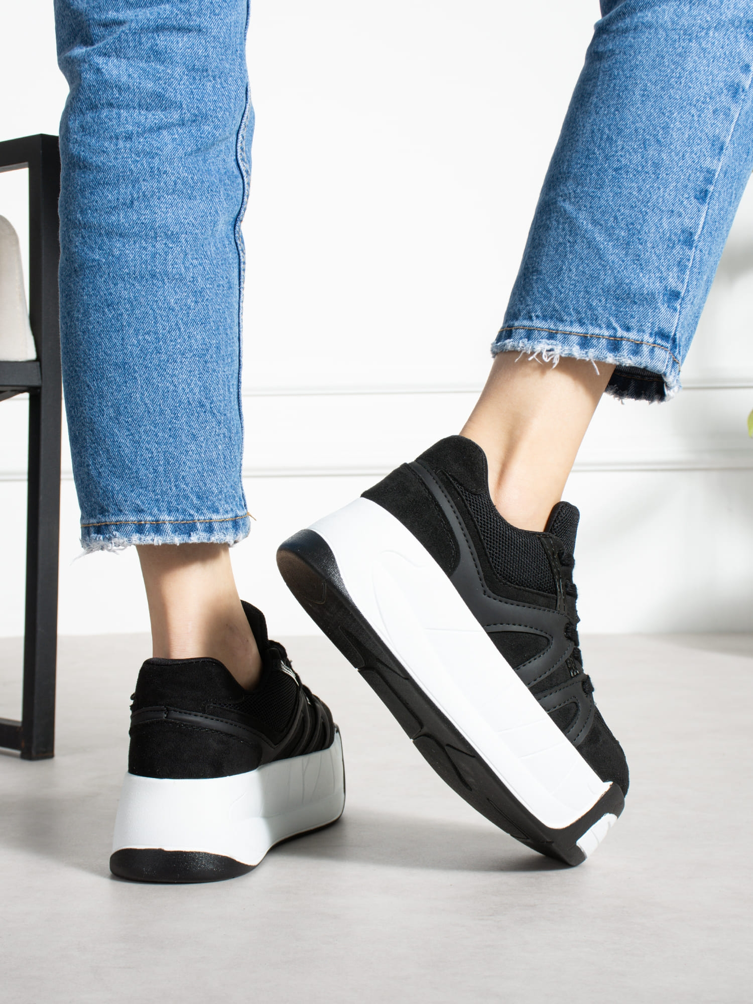 CARLA Siyah Yüksek Tabanlı Kadın Sneakers