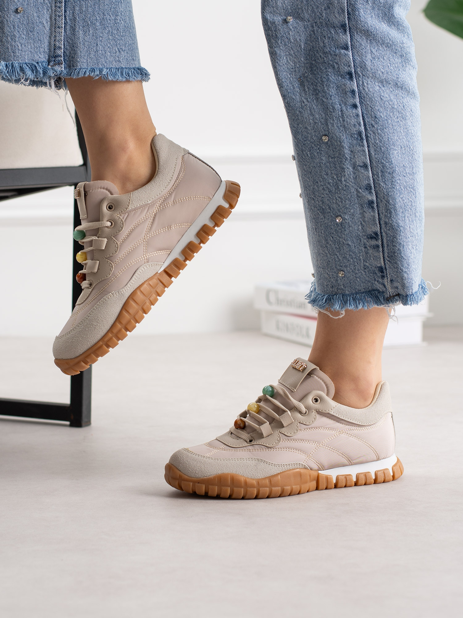 CORTİNA Krem Bağcıklı Kadın Sneakers