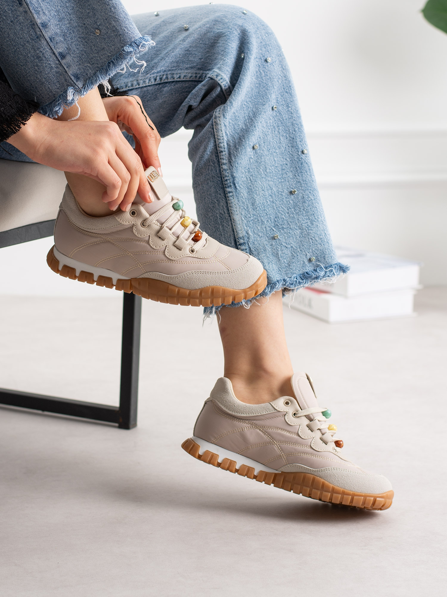 CORTİNA Krem Bağcıklı Kadın Sneakers