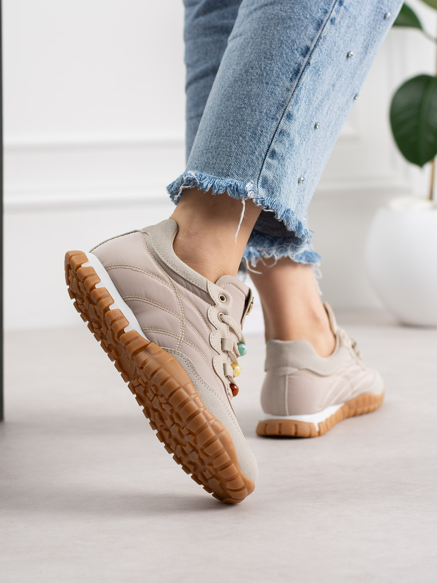 CORTİNA Krem Bağcıklı Kadın Sneakers