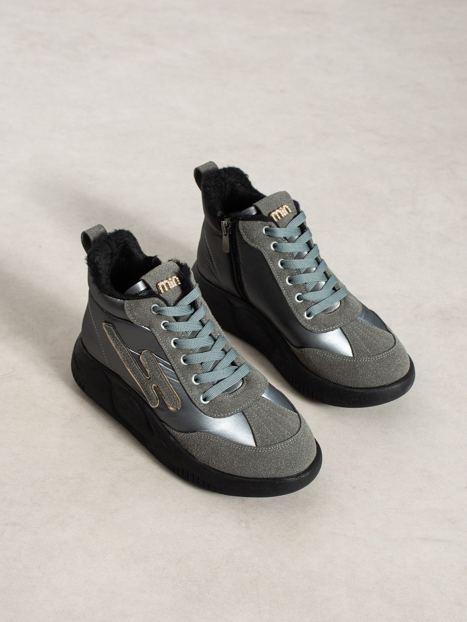 ELİSA Gri İçi Kürklü Gizli Topuklu Kadın Sneakers Bot