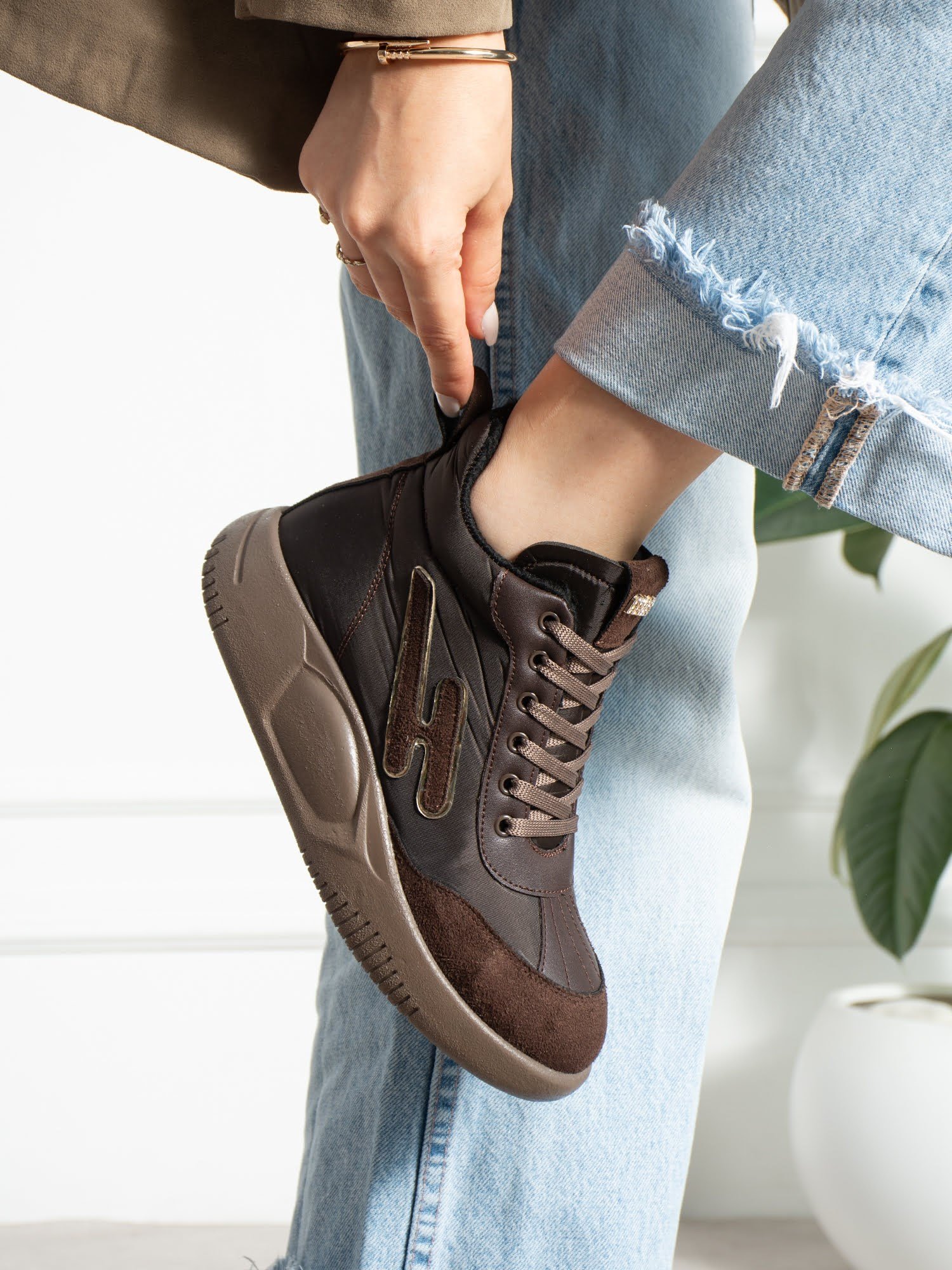 ELİSA Kahve İçi Kürklü Gizli Topuklu Kadın Sneakers Bot