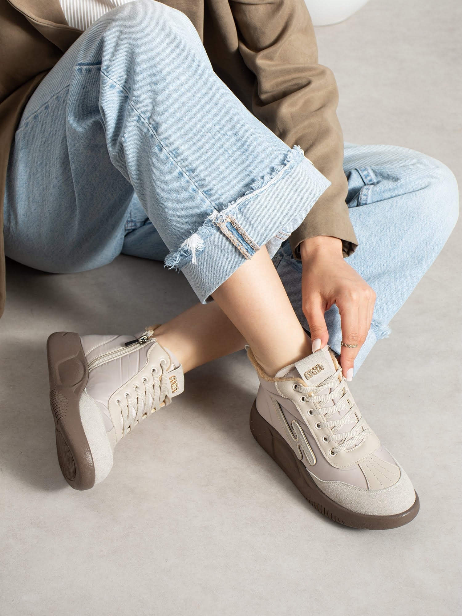 ELİSA Krem İçi Kürklü Gizli Topuklu Kadın Sneakers Bot