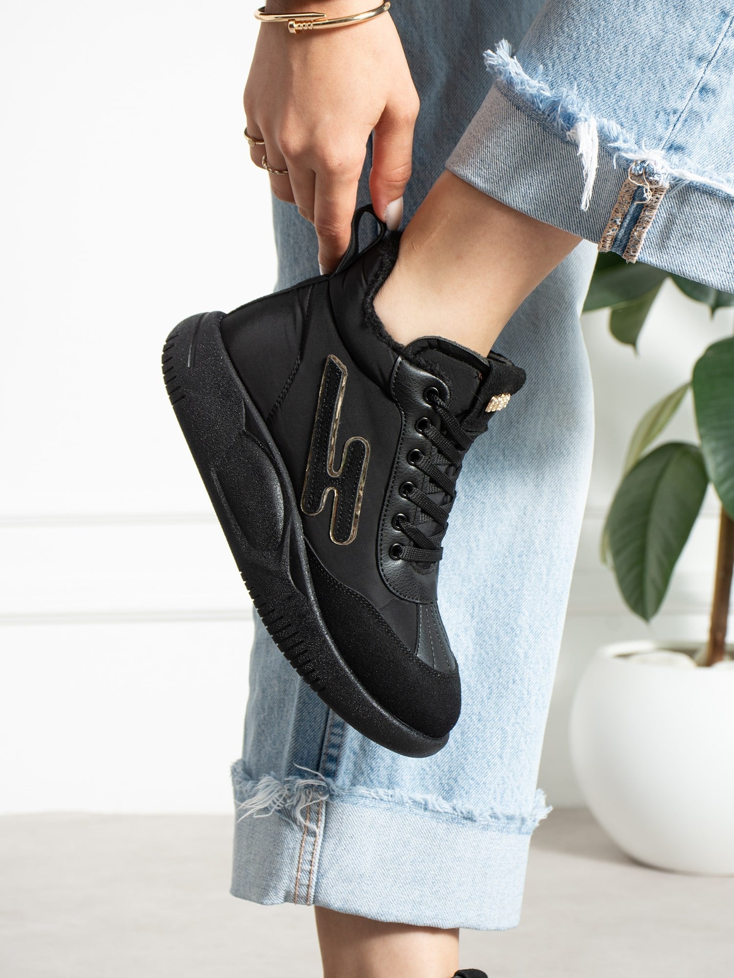 ELİSA Siyah İçi Kürklü Gizli Topuklu Kadın Sneakers Bot