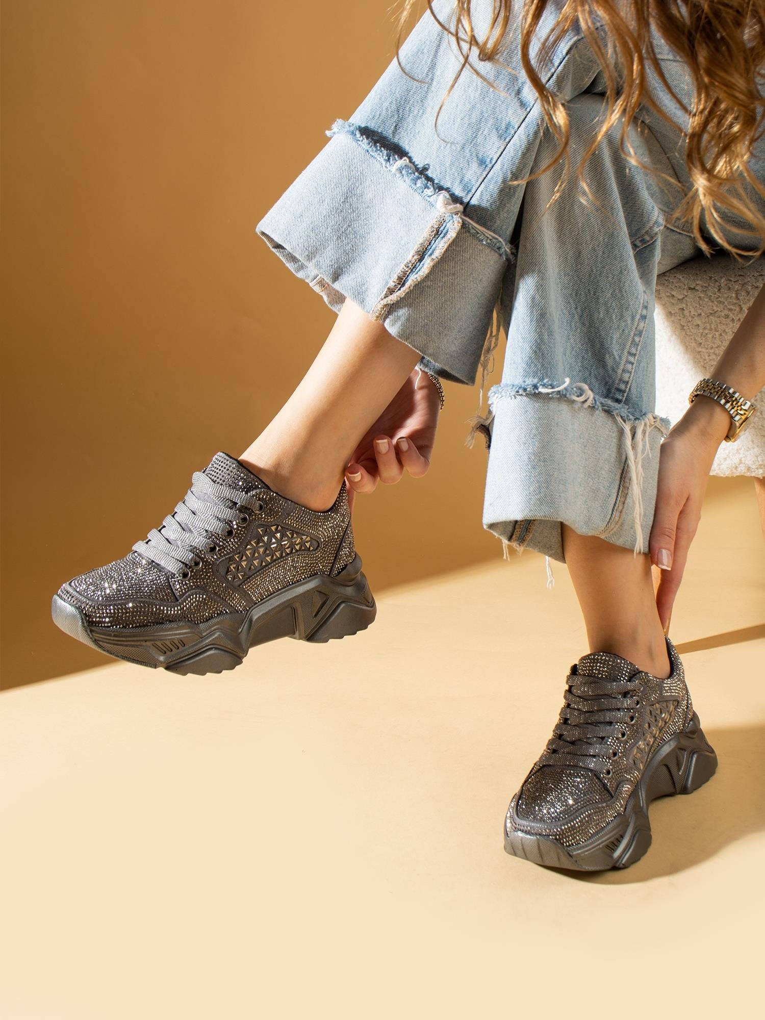 ELLA Platin Taşlı Kadın Sneakers
