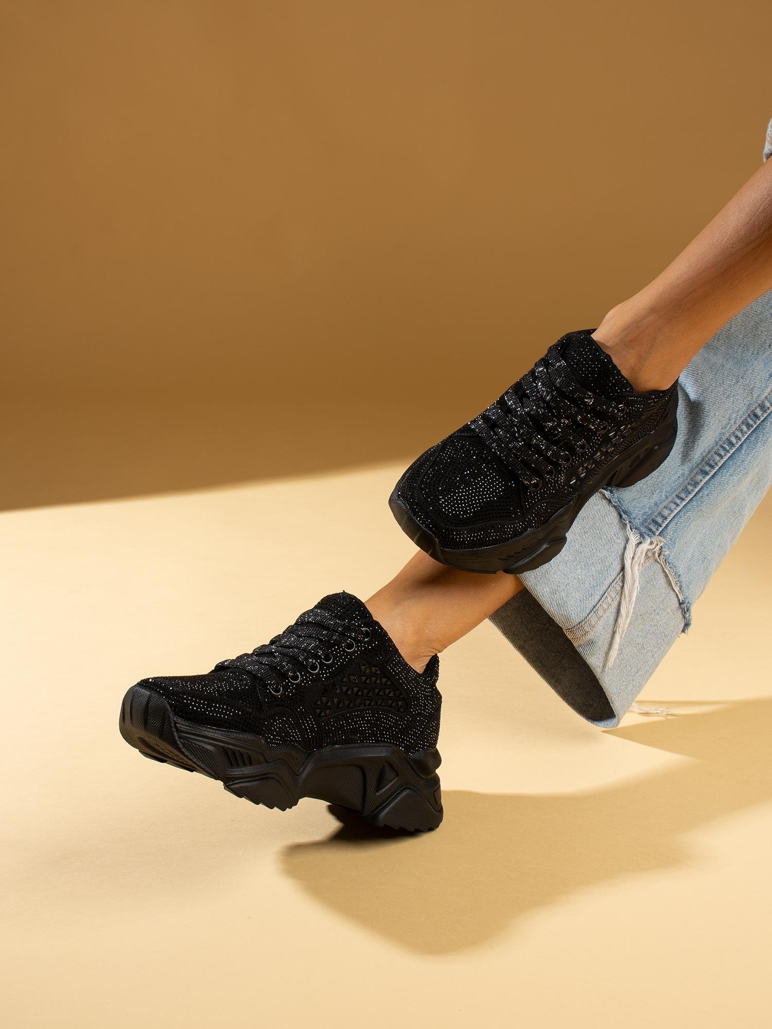 ELLA Siyah Taşlı Kadın Sneakers