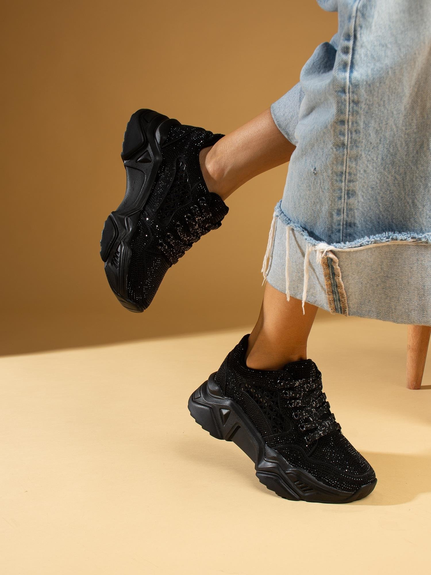 ELLA Siyah Taşlı Kadın Sneakers