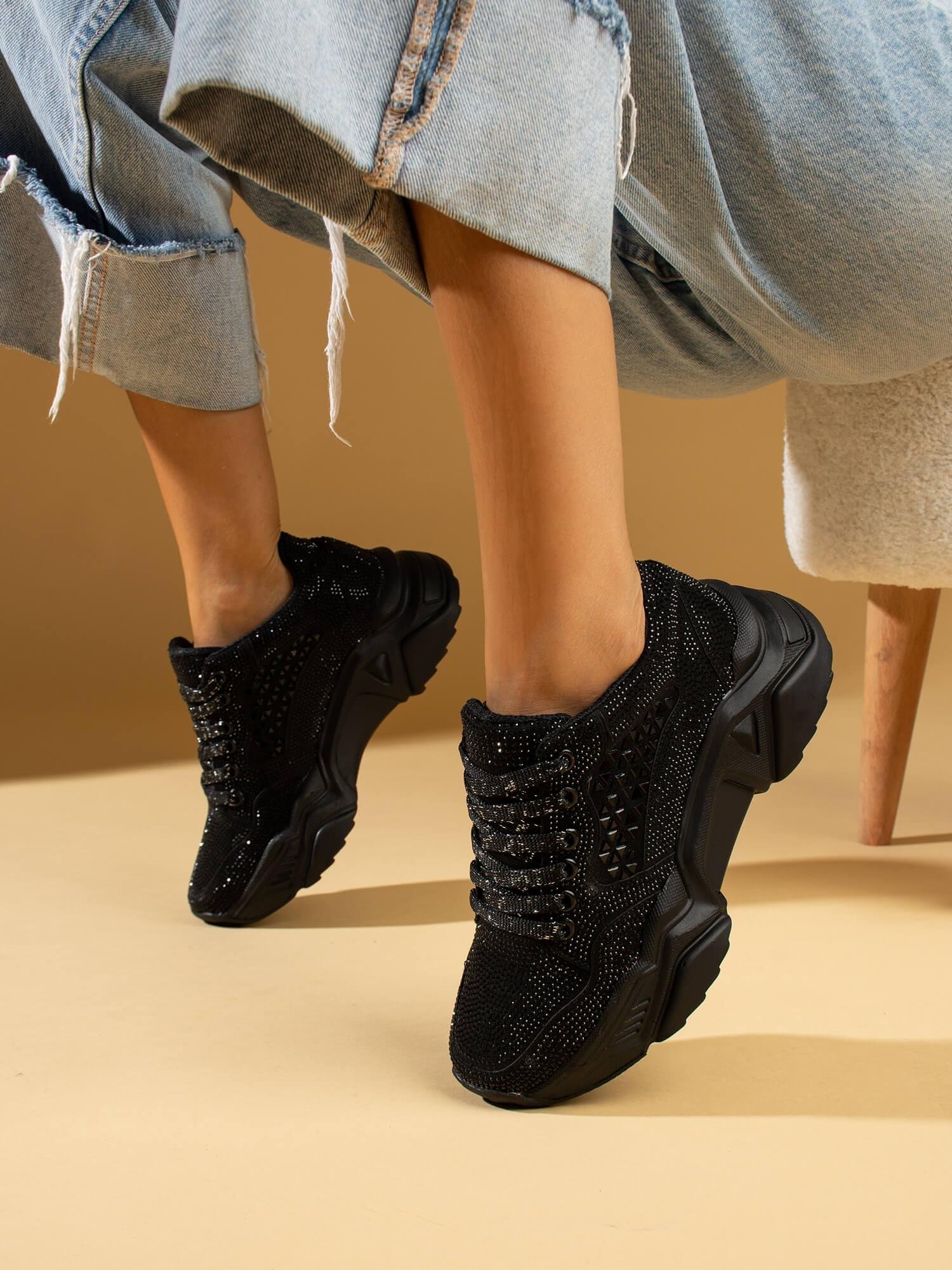 ELLA Siyah Taşlı Kadın Sneakers