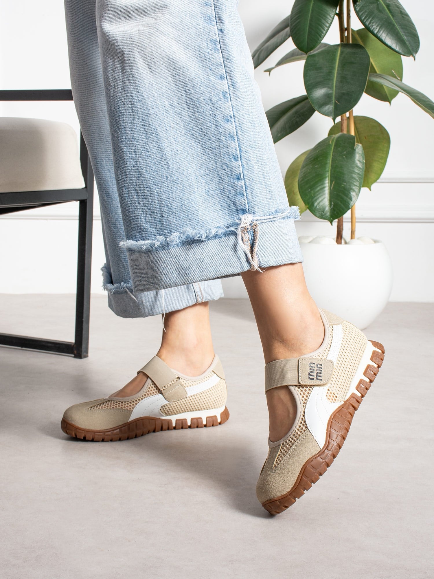 ENDO Krem Kadın Sneakers