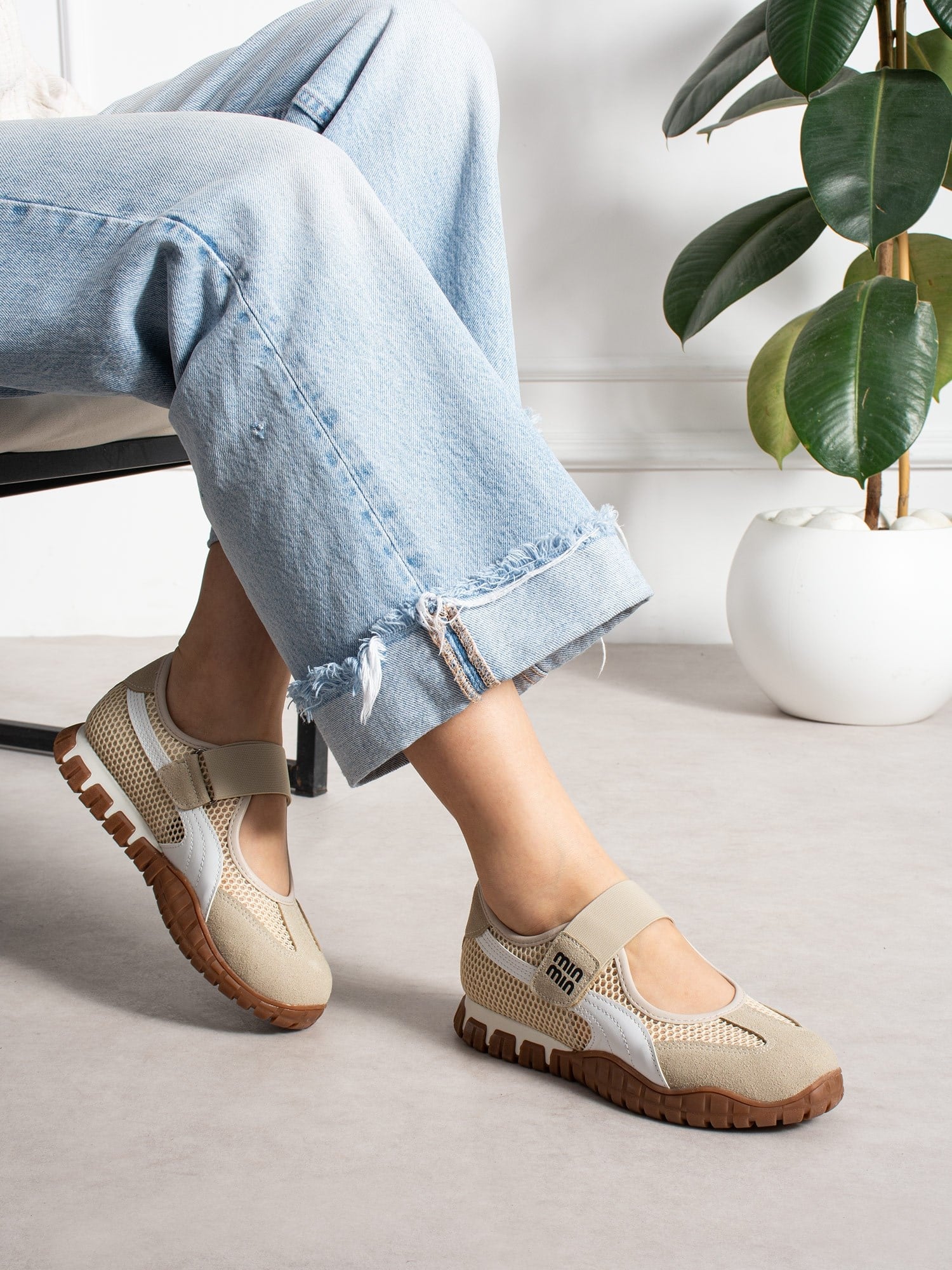 ENDO Krem Kadın Sneakers