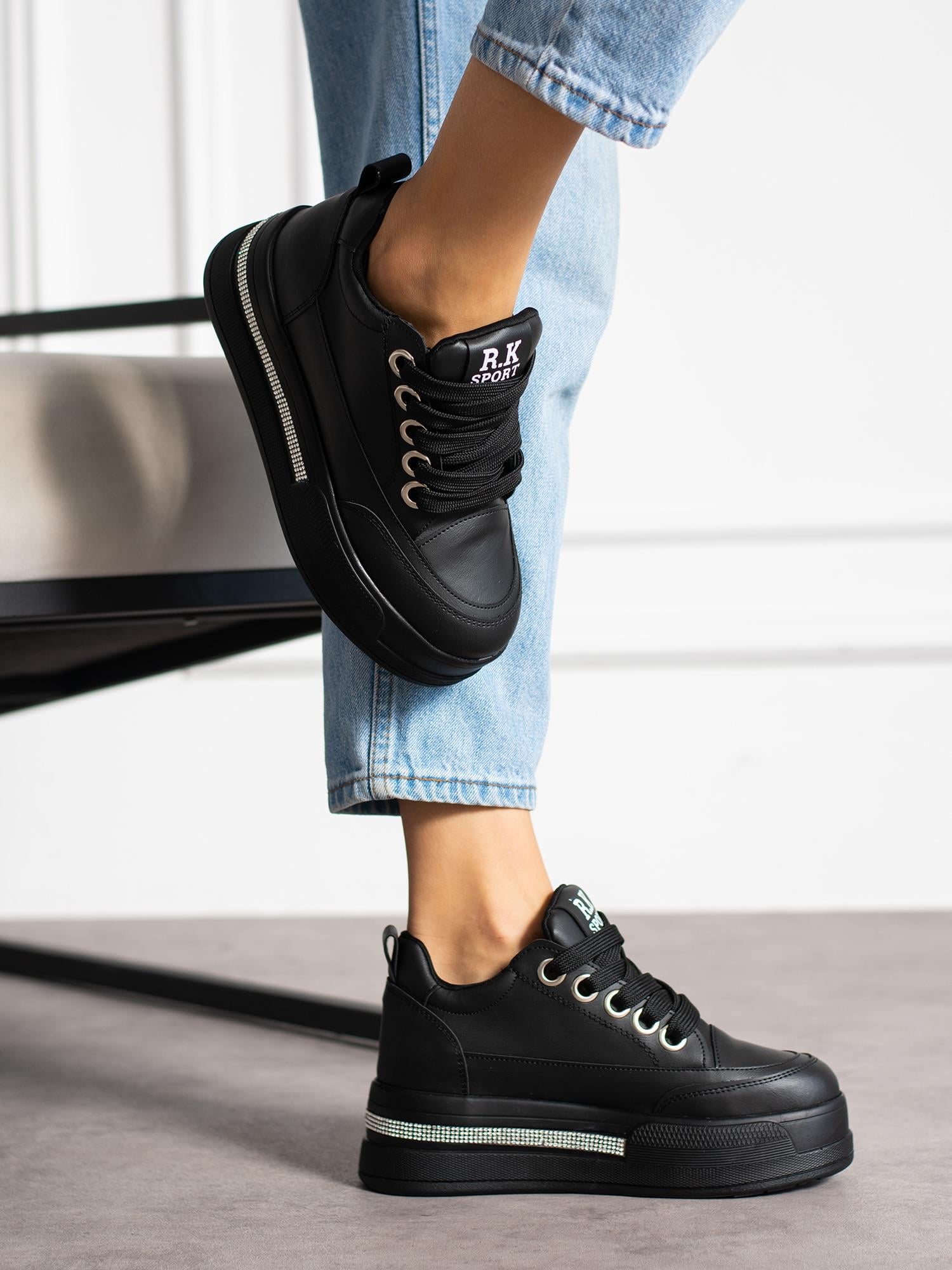 FEMİ Siyah Taş Detay Kadın Sneakers