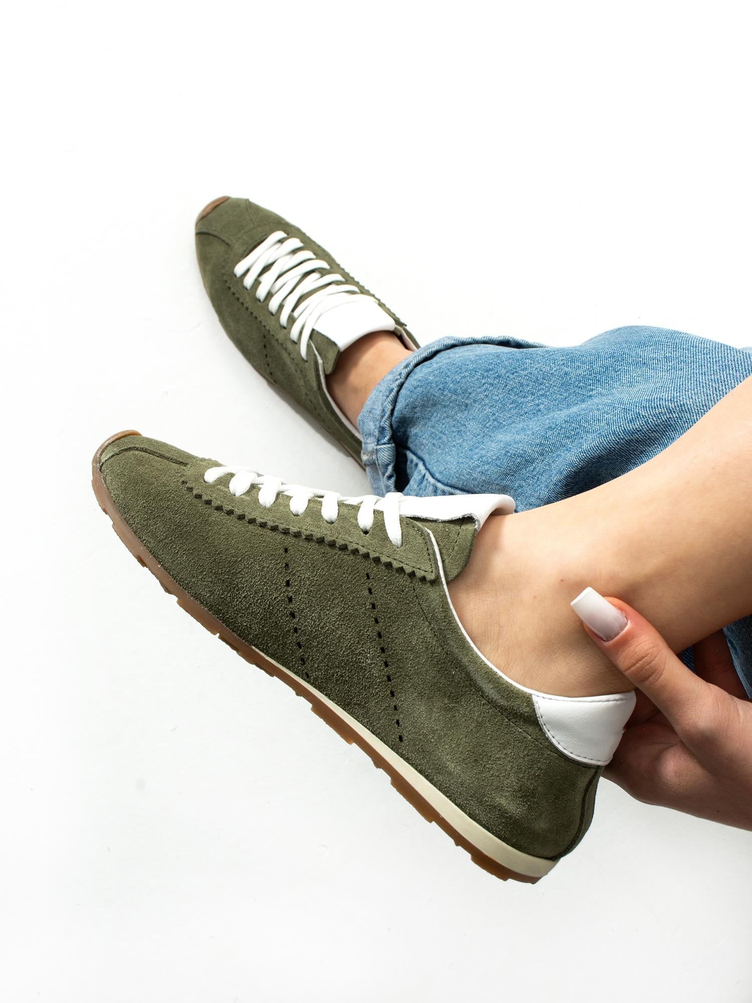 FULGOR Yeşil Hakiki Deri Kadın Sneakers