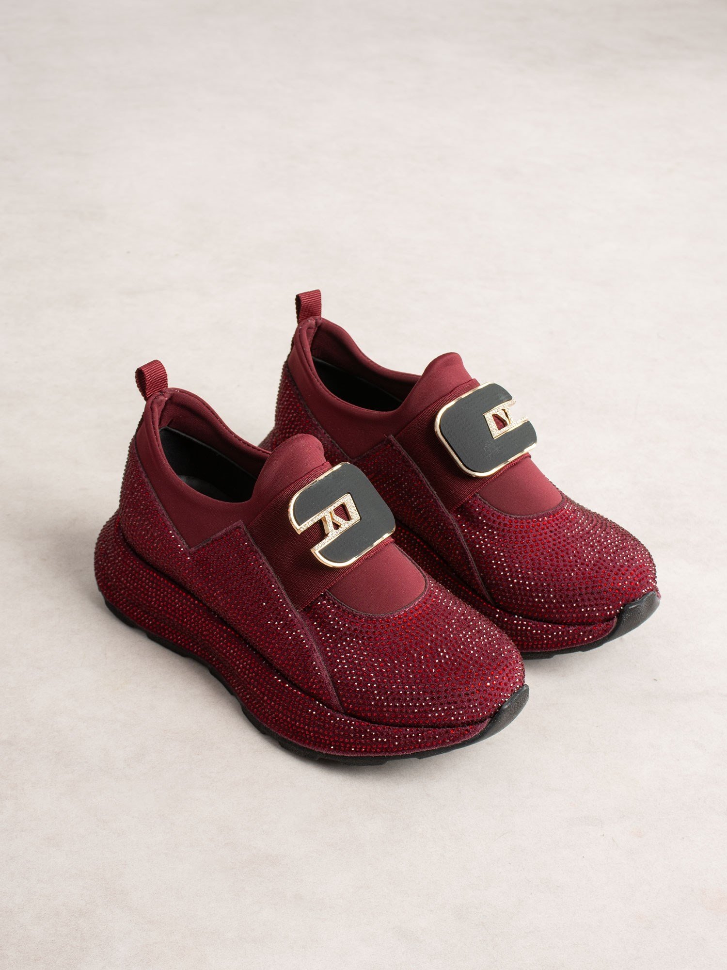 KOTSENG Bordo Taşlı Kadın Sneakers