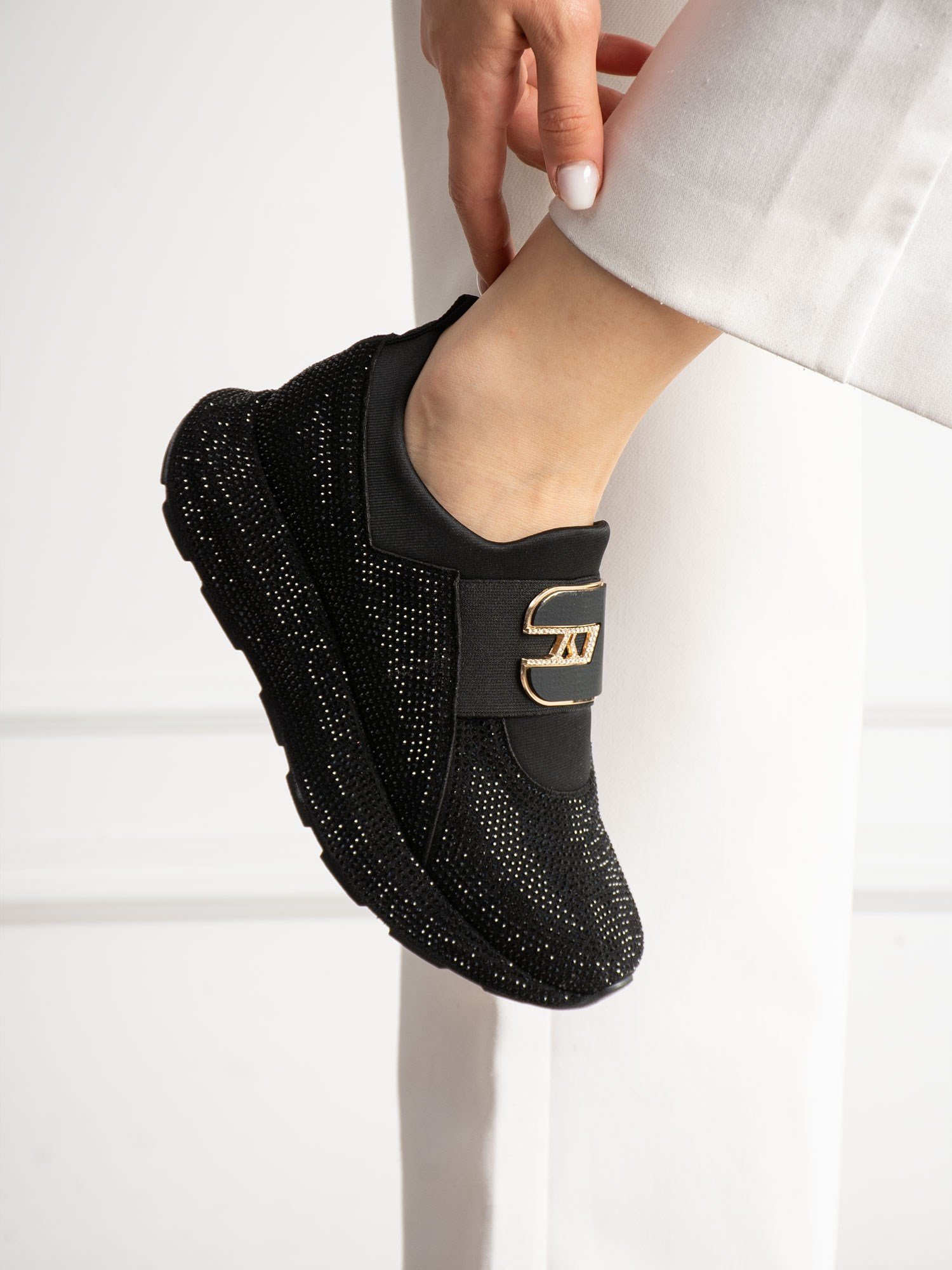KOTSENG Siyah Taşlı Kadın Sneakers