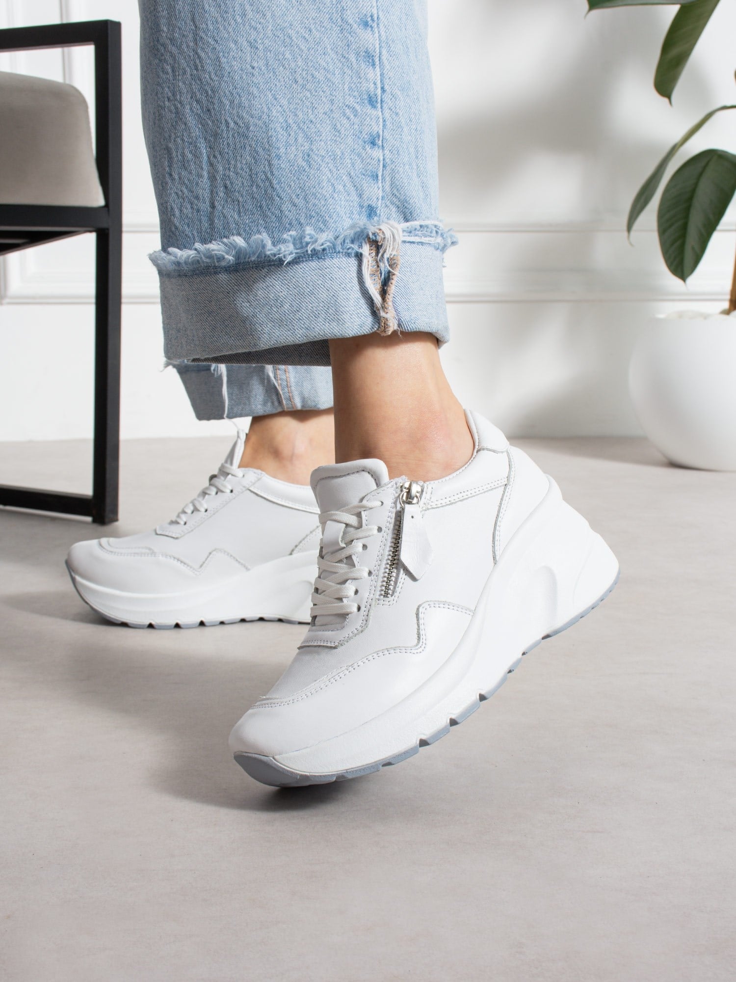 LARİNA Beyaz Hakiki Deri Kadın Sneakers